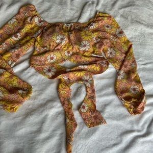 Floral Cropped tie top